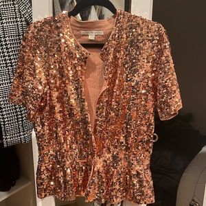 Boston Proper rose gold sequins cardigan